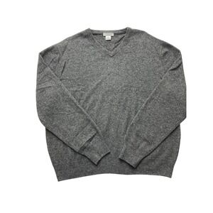 Oliver Perry Sweater Mens XL Gray 100%‎ Cashmere V Neck Pullover Soft